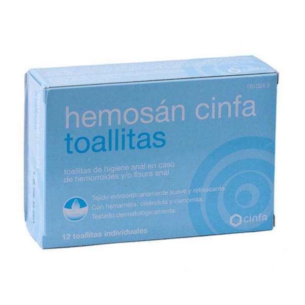 HEMOSAN CINFA HEMORROIDES 12 TOALLITAS